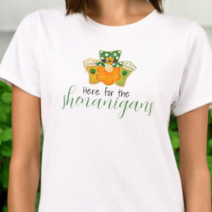 Here for the Shenanigans St Patricks Leprechaun T-Shirt