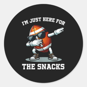 Here for the snacks american football funny womenH Classic Round Sticker