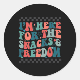 Here For The Snacks And Freedom 4th Of July Boys G Classic Round Sticker