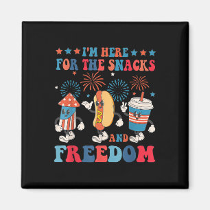 Here For The Snacks And Freedom 4th Of July Magnet