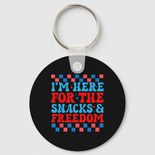Here For The Snacks And Freedom Cute 4th Of July Key Ring