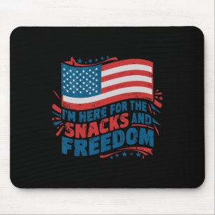 Here For The Snacks And Freedom Vintage 4th Of Jul Mouse Pad