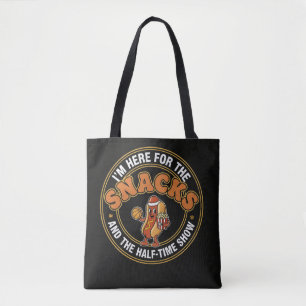 Here for the Snacks and Half-Time Game Day Design Tote Bag