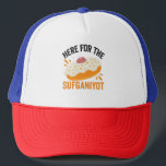 Here For the sufganiyot Funny Jewish Hanukkah Gift Trucker Hat<br><div class="desc">chanukah, menorah, hanukkah, dreidel, jewish, Chrismukkah, holiday, horah, christmas, sufganiyot</div>