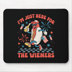 Here For The Wieners 4th Of July Patriotic Men Wom Mouse Pad