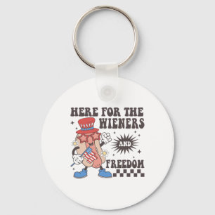 Here For The Wieners And Freedom 4th Of July Men W Key Ring