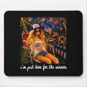 Here for the wieners doll 4th of july girls kids mouse pad