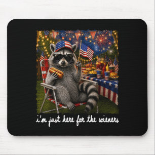 Here for the wieners feral racoon 4th of july mouse pad