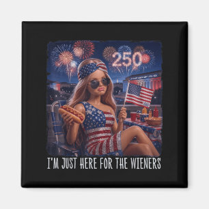 Here For The Wieners Funny 4th Of July Girl Face Magnet