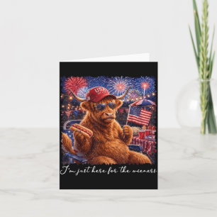 Here For The Wieners Funny Highland Cow 4th Of Card