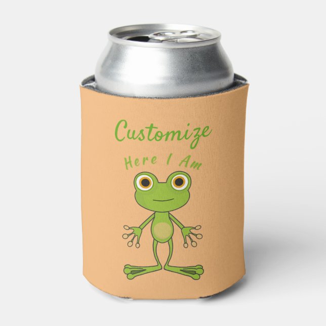 Here I am cute frog Thunder_Cove Can Cooler (Can Front)