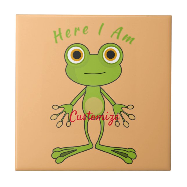 Here I am cute frog Thunder_Cove  Ceramic Tile (Front)