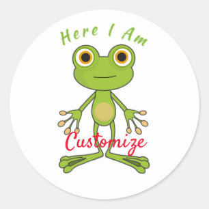 Here I am cute frog Thunder_Cove Classic Round Sticker