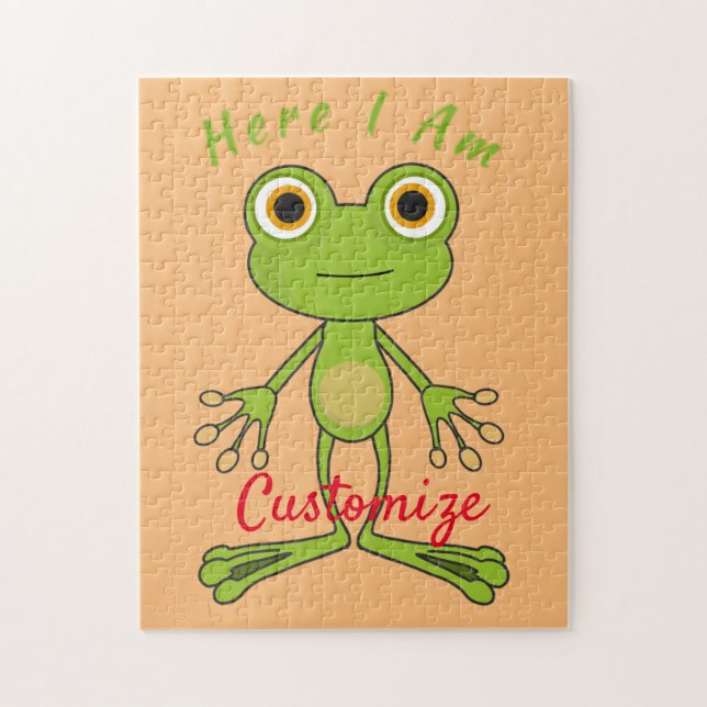 Here I am cute frog Thunder_Cove Jigsaw Puzzle (Vertical)