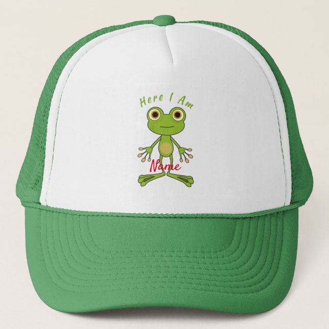 Here I am cute frog Thunder_Cove  Trucker Hat (Front)