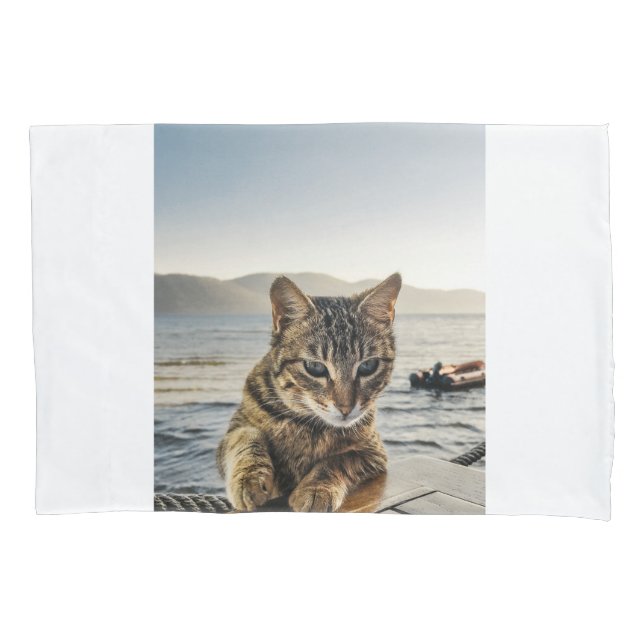 "Here I am" says the Cat Pillowcase (Front)