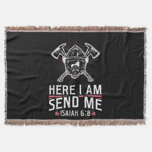 Here I Am Send Me Isaiah 68 Firefighter Throw Blanket