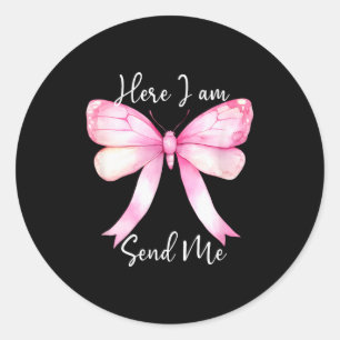 Here I Am Send Me Women Lord Send Me Christian Pin Classic Round Sticker