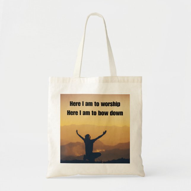 "Here I Am to Worship" Tote Bag – Modern Christian (Front)