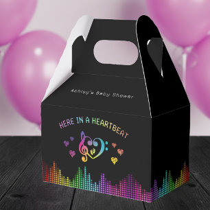 Here in a Heartbeat Rainbow Music Baby Shower Favour Box