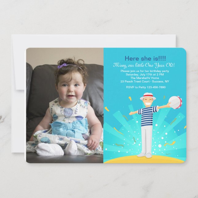 Here Is The Birthday Boy or Girl Photo Invitation (Front)
