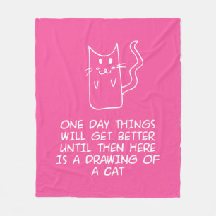 Here is the drawing of a cat fleece blanket