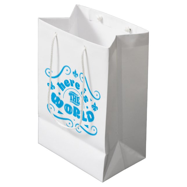 Here is the world medium gift bag (Front Angled)