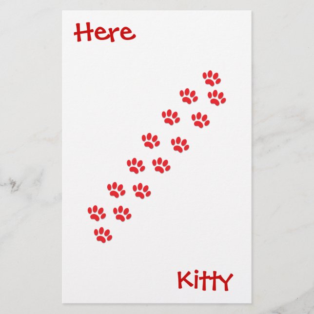 Here Kitty Cat Paws Stationery (Front)