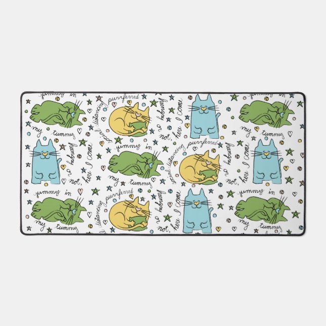 Here Kitty Kitty Desk Mat (Front)