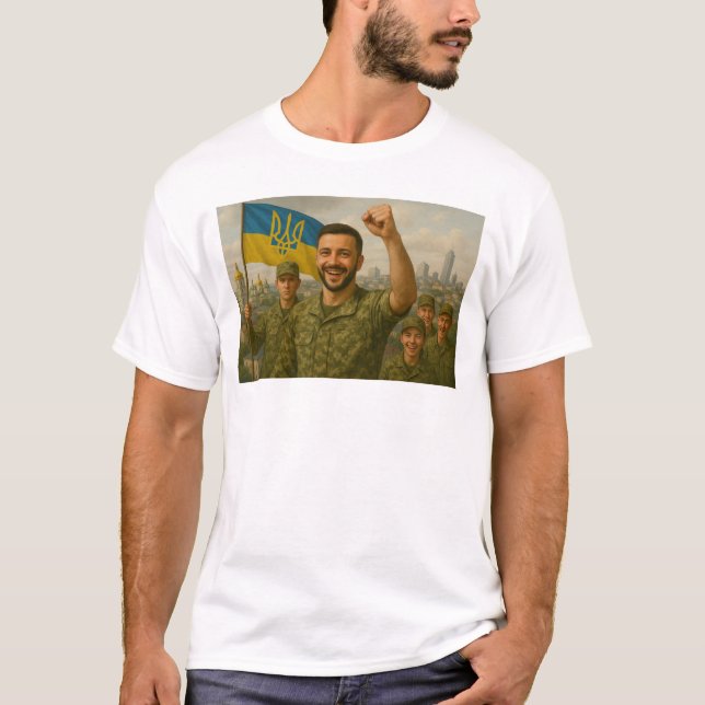 Here, President Volodymyr Zelensky takes on the pe T-Shirt (Front)
