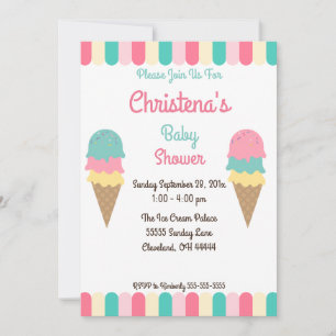 Here’s the Scoop! Ice Cream Baby Shower Invitation