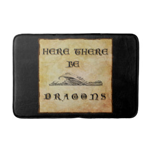 Here There Be Dragons Bath Mat