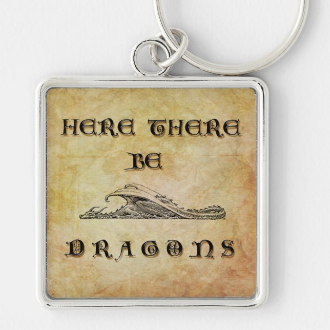 Here There Be Dragons Key Ring (Front)