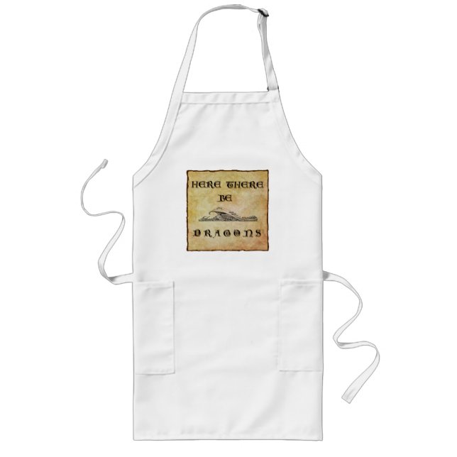 Here There Be Dragons  Long Apron (Front)