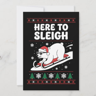 Here To Sleigh Christmas Polar Bear Sled Snow Xmas Invitation