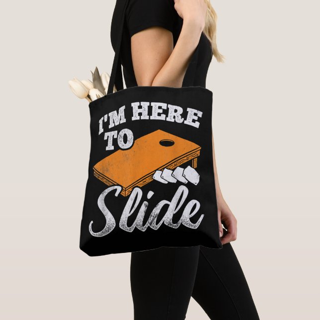 Here To Slide Bag Bean Cornhole  (Close Up)