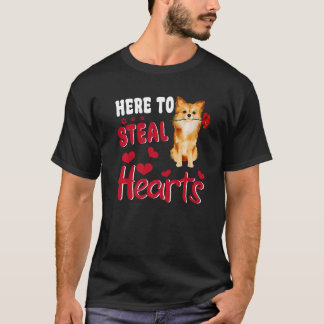 Here To Steal Hearts Funny Pomeranian Dog Valentin T-Shirt