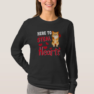 Here To Steal Hearts Funny Pomeranian Dog Valentin T-Shirt
