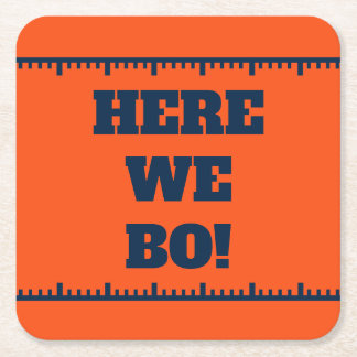 Here We Bo! Football Fan Game Day Paper Coaster