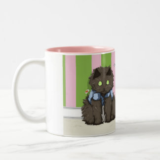 Hereeee kitty-kitty-kitty-kitty Two-Tone coffee mug
