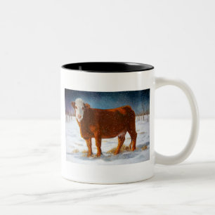 HEREFORD BEEF COW: PASTEL ART Two-Tone COFFEE MUG