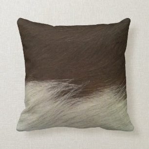 Hereford Brown and White Faux Cowhide Throw Cushion
