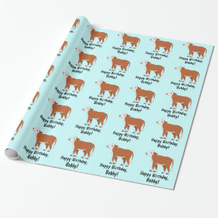 Hereford Calf Happy Birthday Wrapping Paper