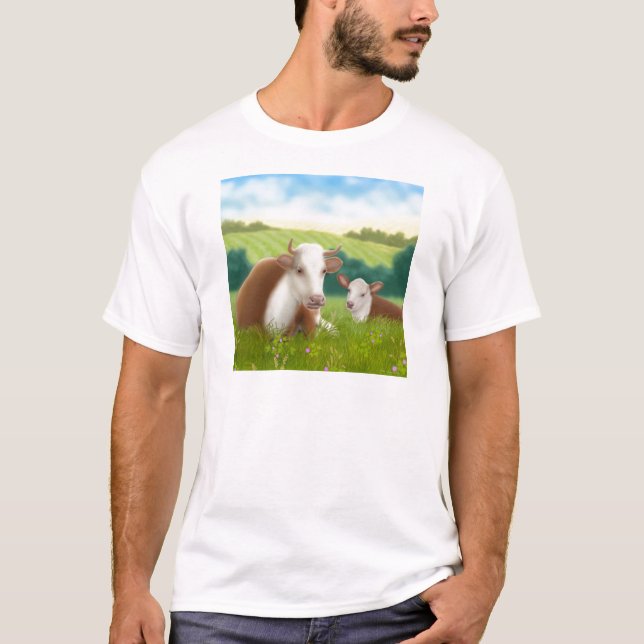 Hereford Cow and Calf T-Shirt (Front)