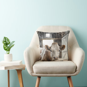 Hereford Cow In Barn Cushion