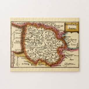 Herefordshire County England Old Antiquarian Map Jigsaw Puzzle