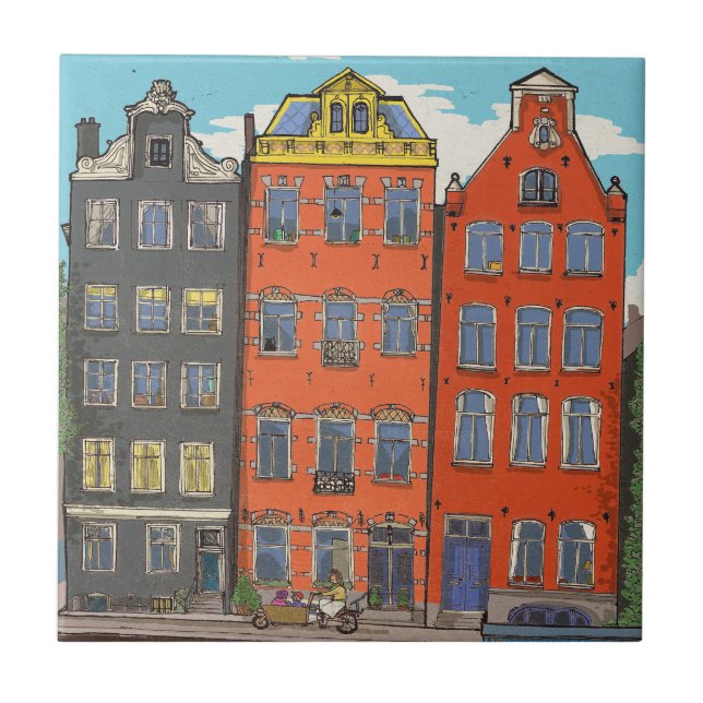 Herengracht Canal Amsterdam Netherlands Ceramic Tile (Front)