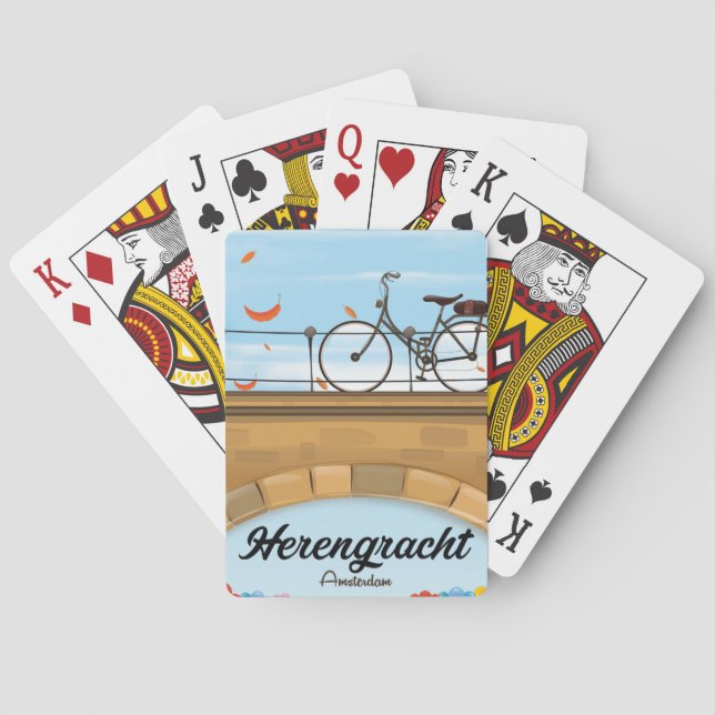 Herengracht Canal Amsterdam Travel poster Playing Cards (Back)