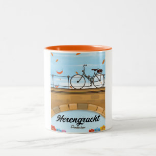 Herengracht Canal Amsterdam Travel poster Two-Tone Coffee Mug