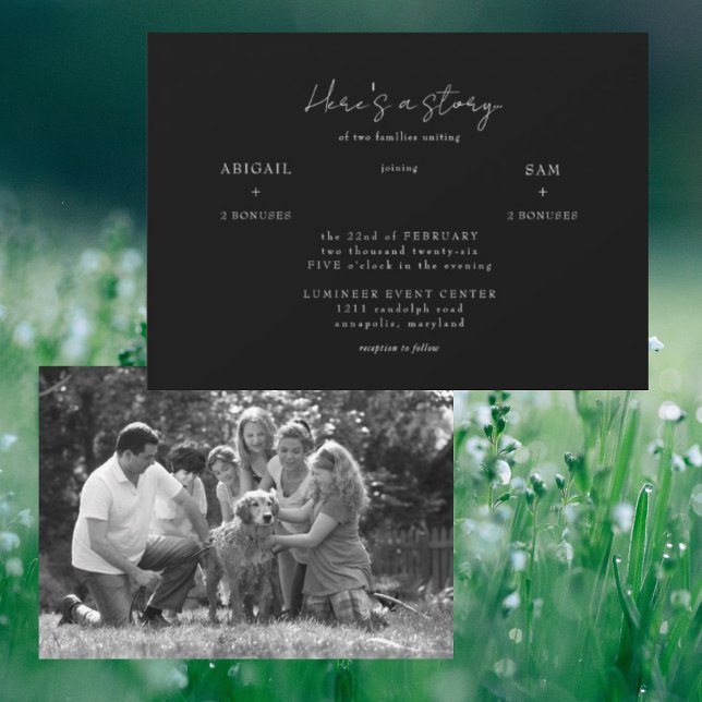 Here's a Story B/W Family Photo Wedding Invitation (Creator Uploaded)